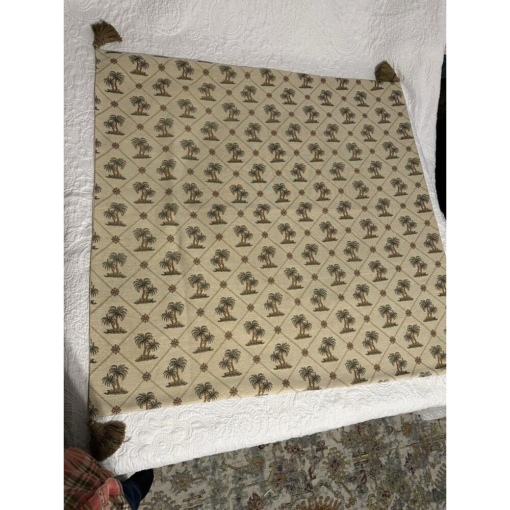Kravet Palm Trees 50" Square Lined Tapestry with Tassels for Wall or Table